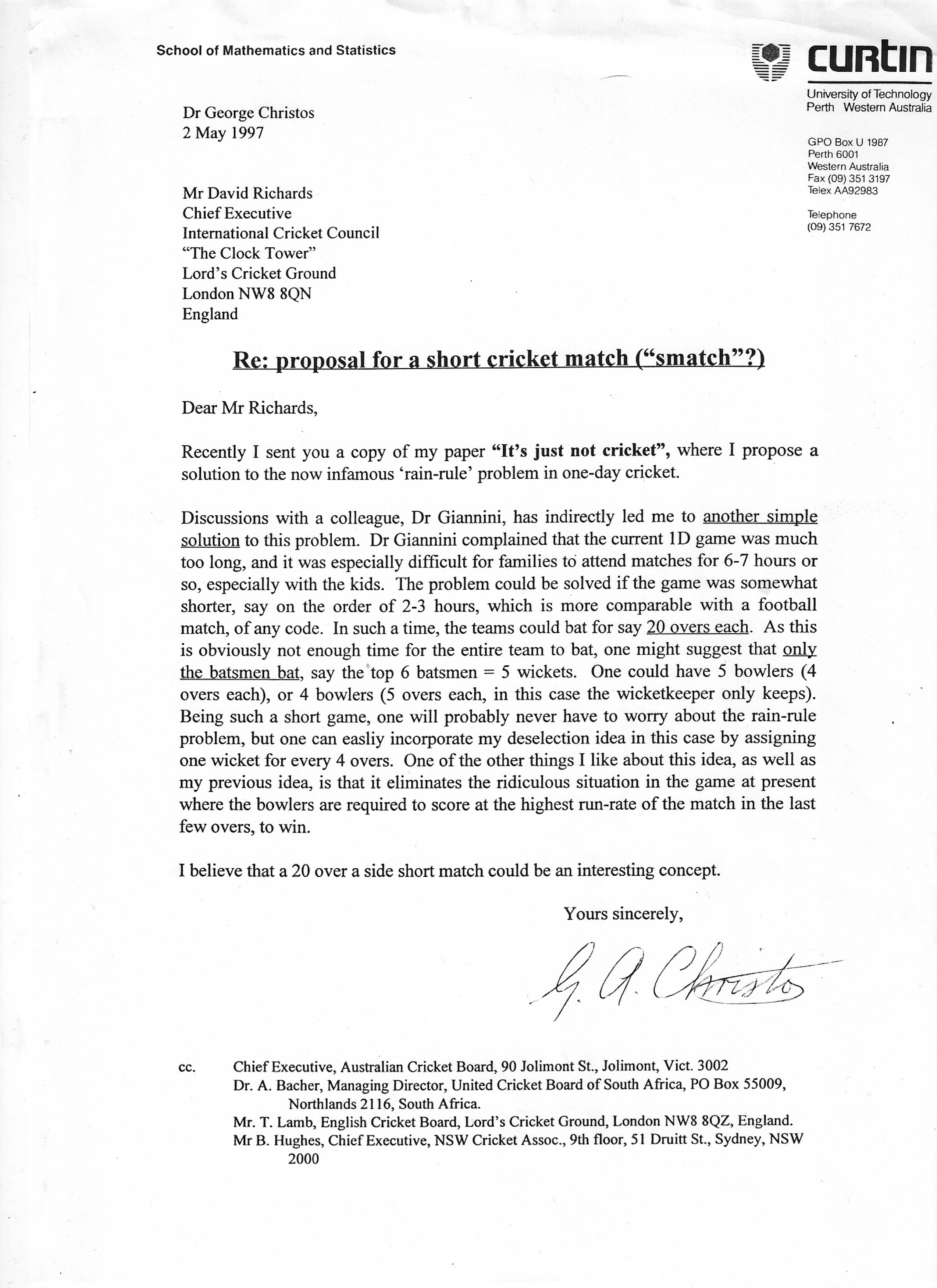 original letter Dr Christos to the ICC (copy to EWCB) May 1997